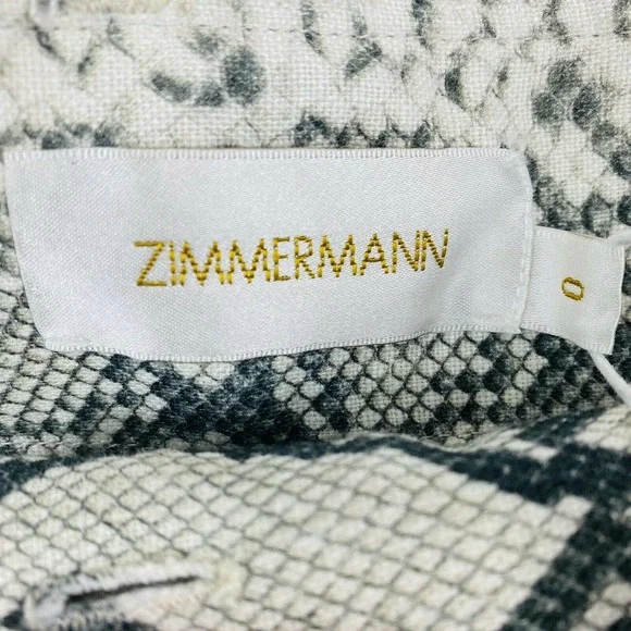Zimmermann Boa Gray Cream Womens Pure Linen Pocket Shorts Size 0 NWT